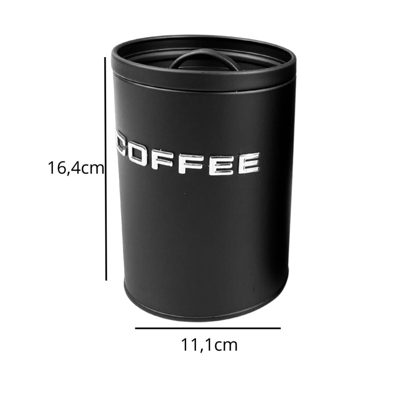 Set de 3 Recipientes AZU/TÉ/CAFÉ con asa 11x16cm NEGRO