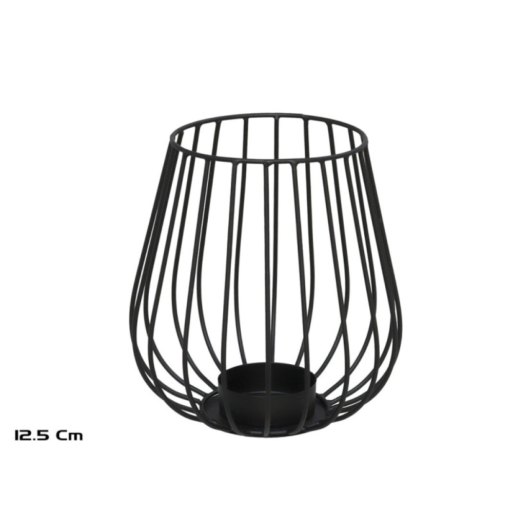 Portavela Metal 11.5x11.5x12.5Cm Negro PORTAVELA METAL 11.5X11.5X12.5CM NEGRO
