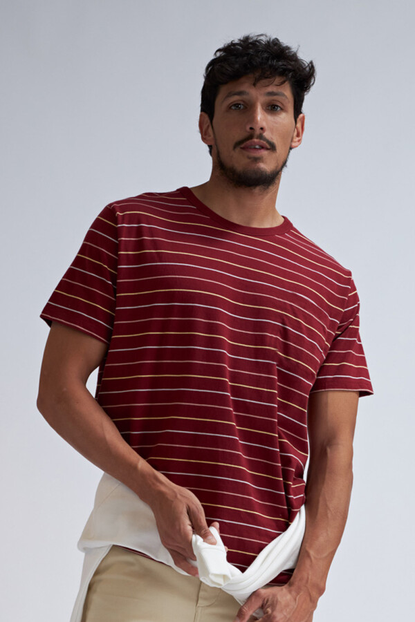 Camiseta manga corta Rayas Bordo