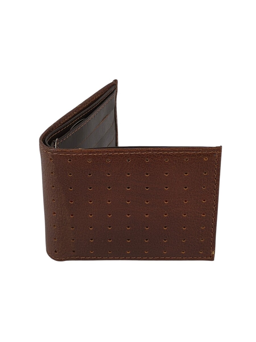 Billetera con de talle de tapa calada y vista de color - Marrón 