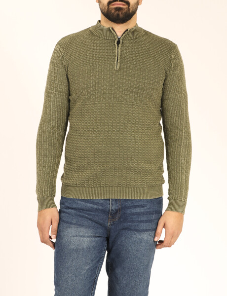 Sweater Medio Cierre Feraud Verde