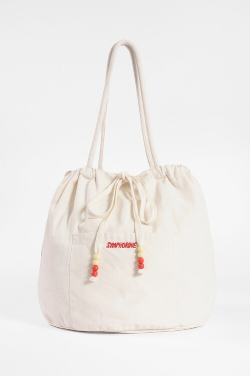 Bolso tote mostacillas blanco