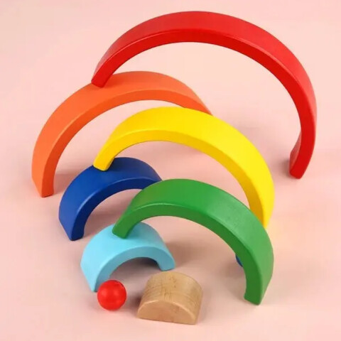 Arcoíris Apilable De Madera 7 Piezas 25 cm U