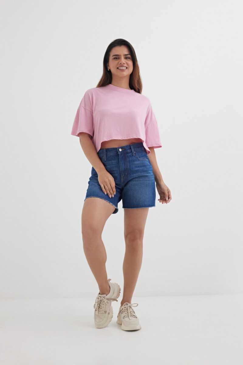 Remera oversized cropped Rosa Palido