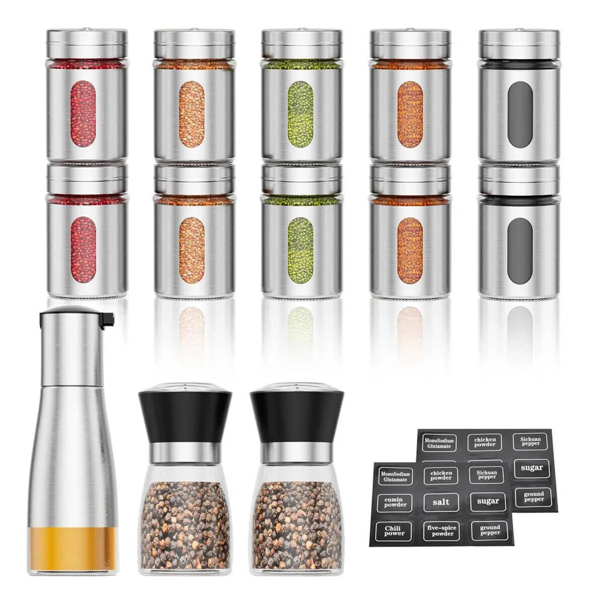 Set De Especiero Salero Pimentero Aceitera Condimento Cocina Acero Inoxidable IMBACK 