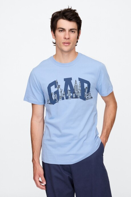 Remera Nyc Logo Gap Hombre Blue Suede