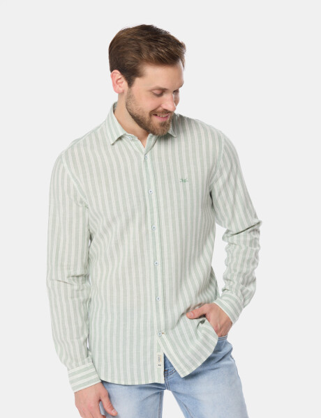 CAMISA RAYADA DE LINO Menta