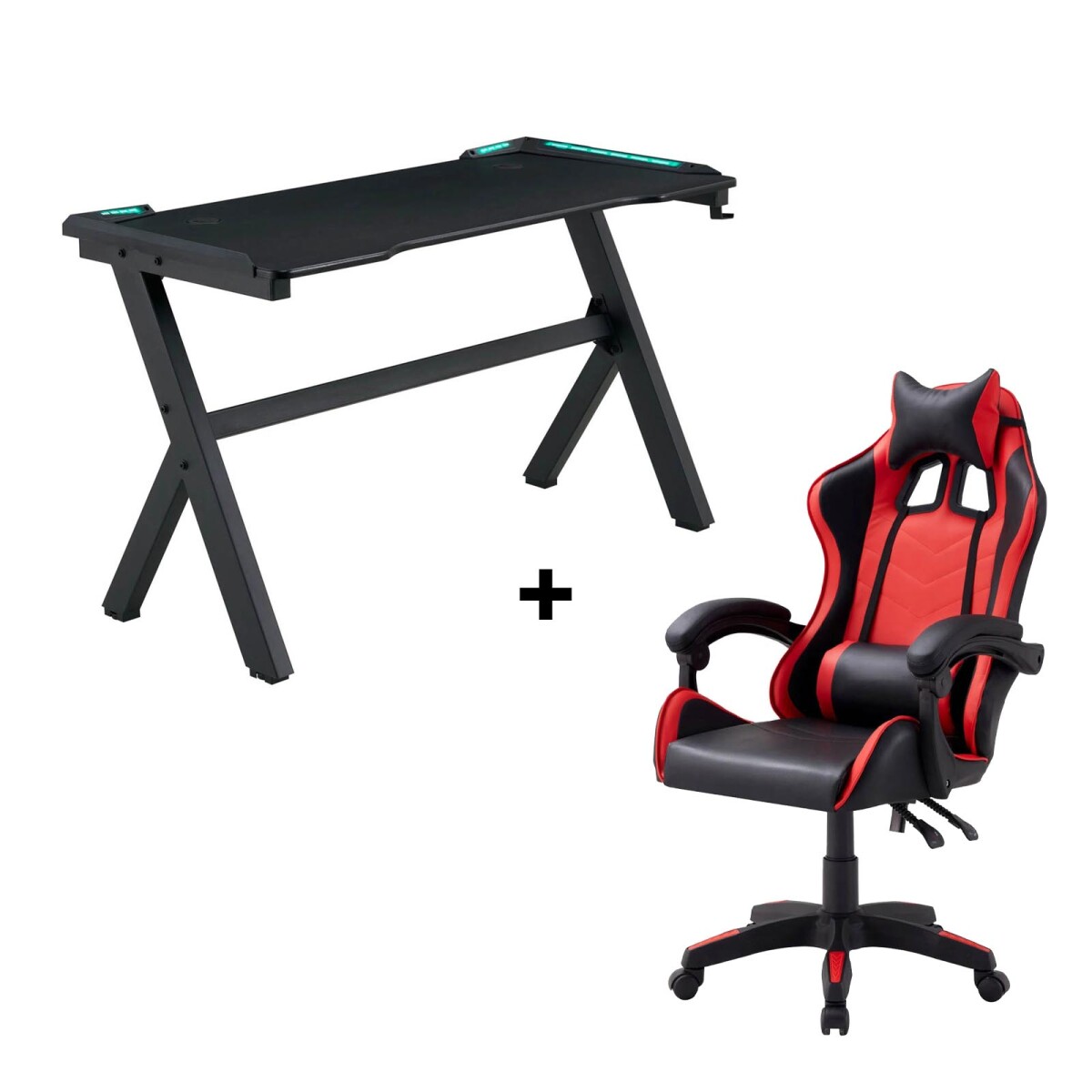 SILLA - + ESCRITORIO GAMER LED 