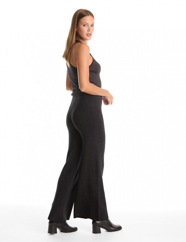 Pantalon Wide Leg Brillo NEGRO
