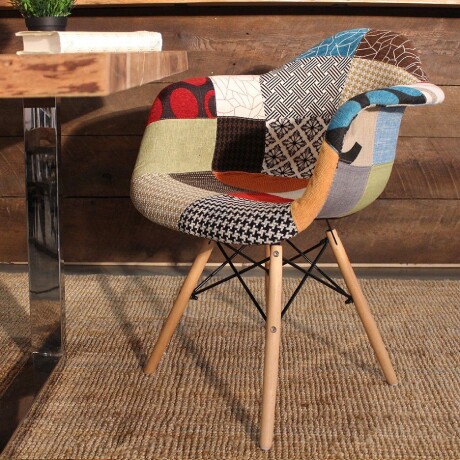 SILLA DE COMEDOR EAMES CON APOYABRAZO Silla Eames Patchwork con Posabrazos
