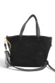 Cartera balde chica en cuero y gamuza Negro