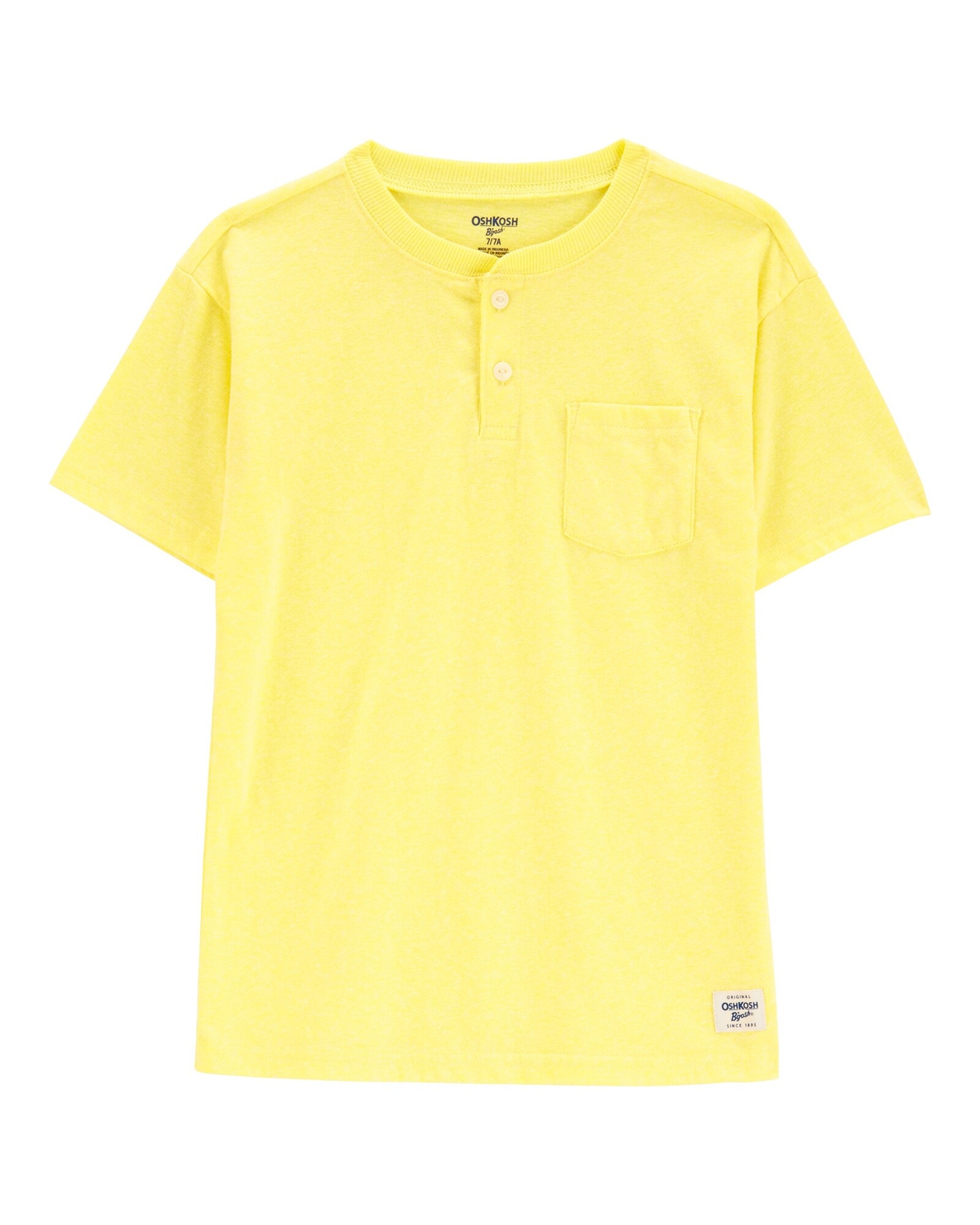 Remera henley de algodón, amarilla Sin color