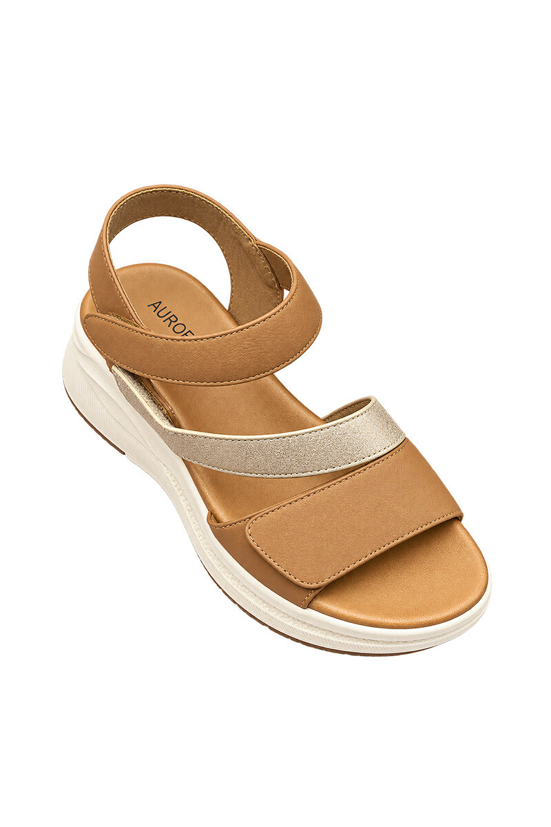 Sandalia con velcro Aurora Camel