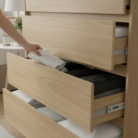 Comoda Cajonera Carla para Dormitorio 4 Cajones con Rieles Telescópicos - Castaño Comoda Cajonera Carla para Dormitorio 4 Cajones con Rieles Telescópicos - Castaño