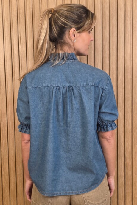 Camisa Flora Denim Azul