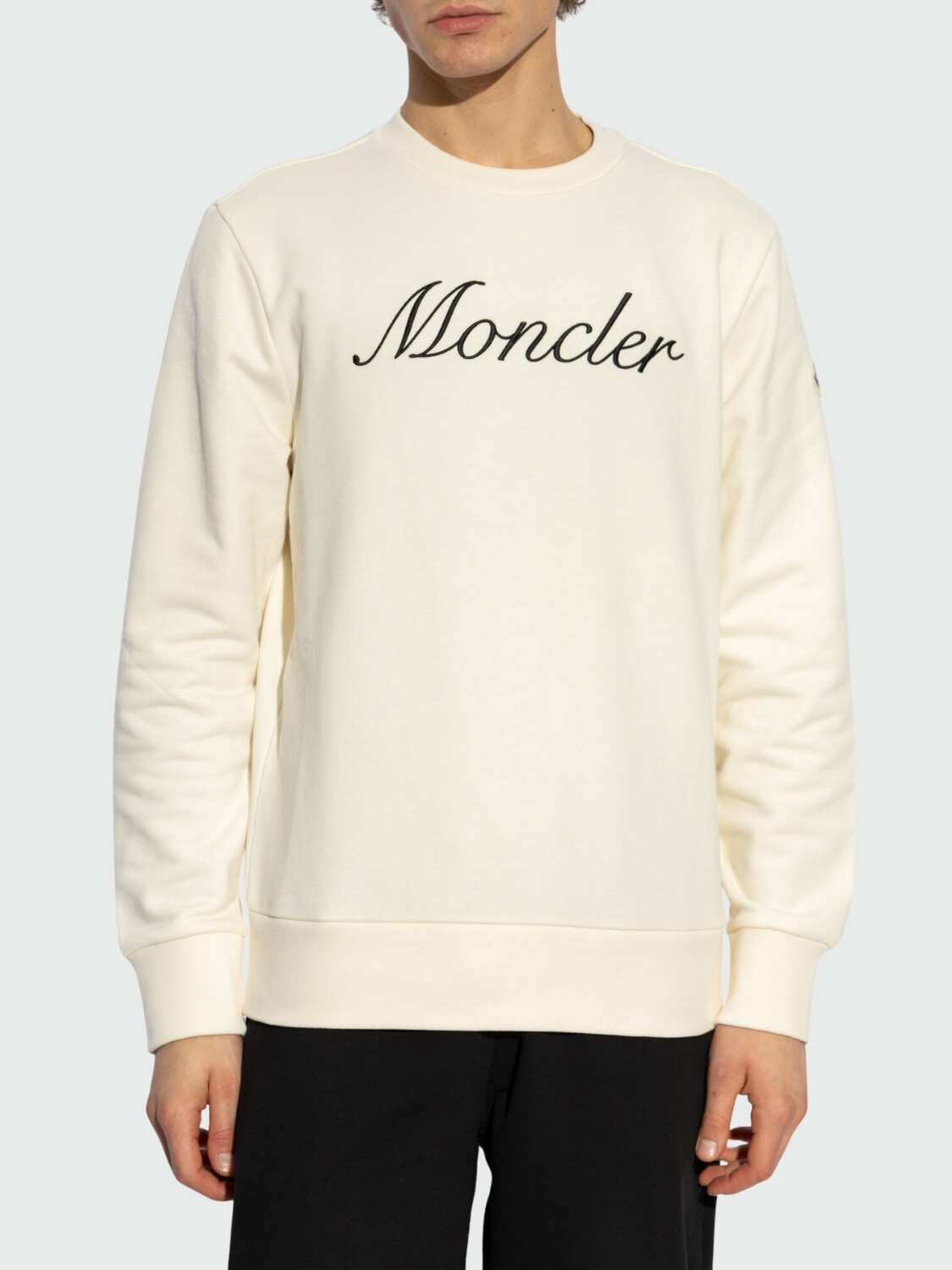 Moncler - Sudadera de Algodón con Logotipo Bordado Blanco