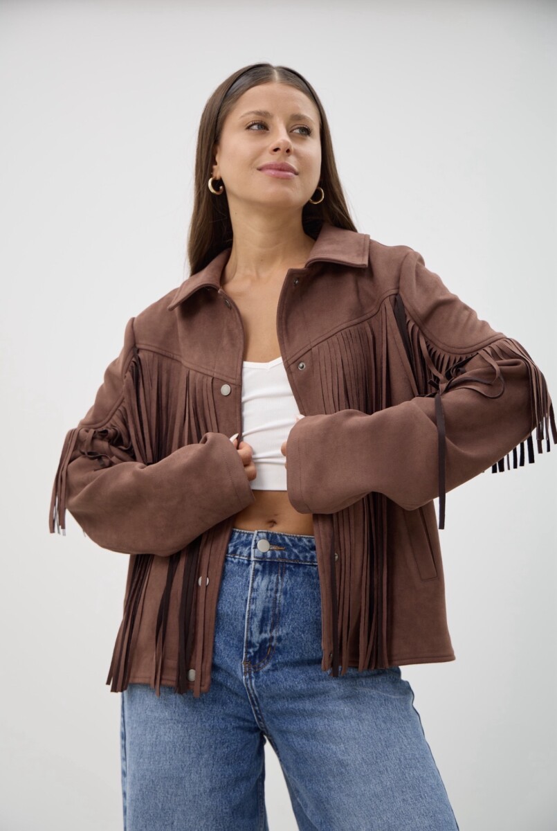 Campera gamuza flecos 