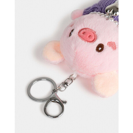 Llavero Y Charm De Peluche De Cerdito Rosa Claro