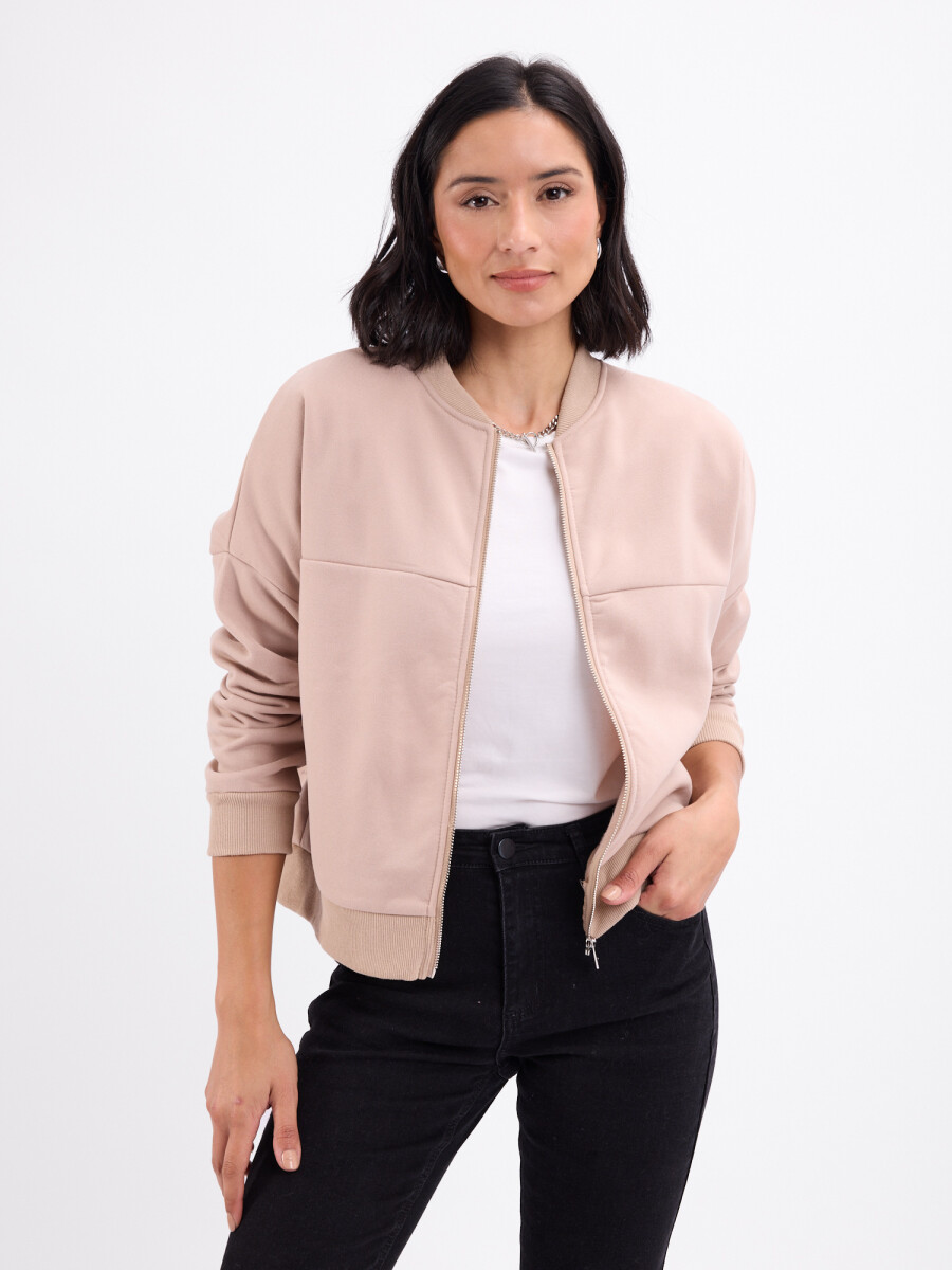 Campera felpa bomber - beige 