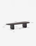 Mesa de centro Pirita de madera maciza de roble con acabado negro, 146 x 56,5 cm FSC 100%