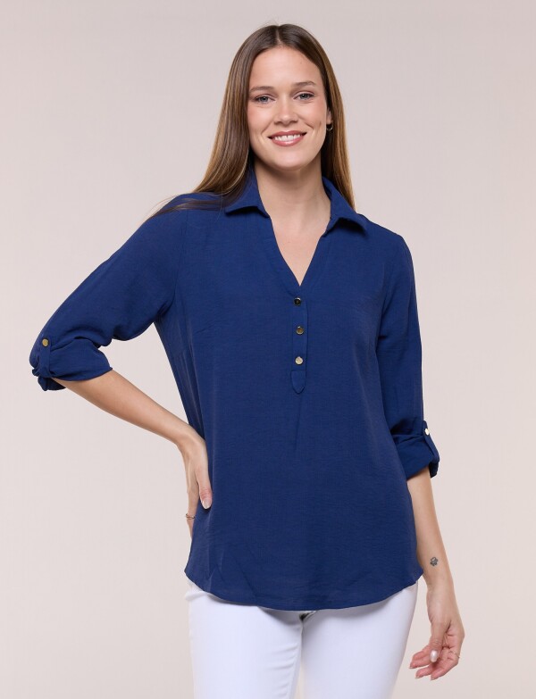 Blusa Holgada Triple Botón AZUL