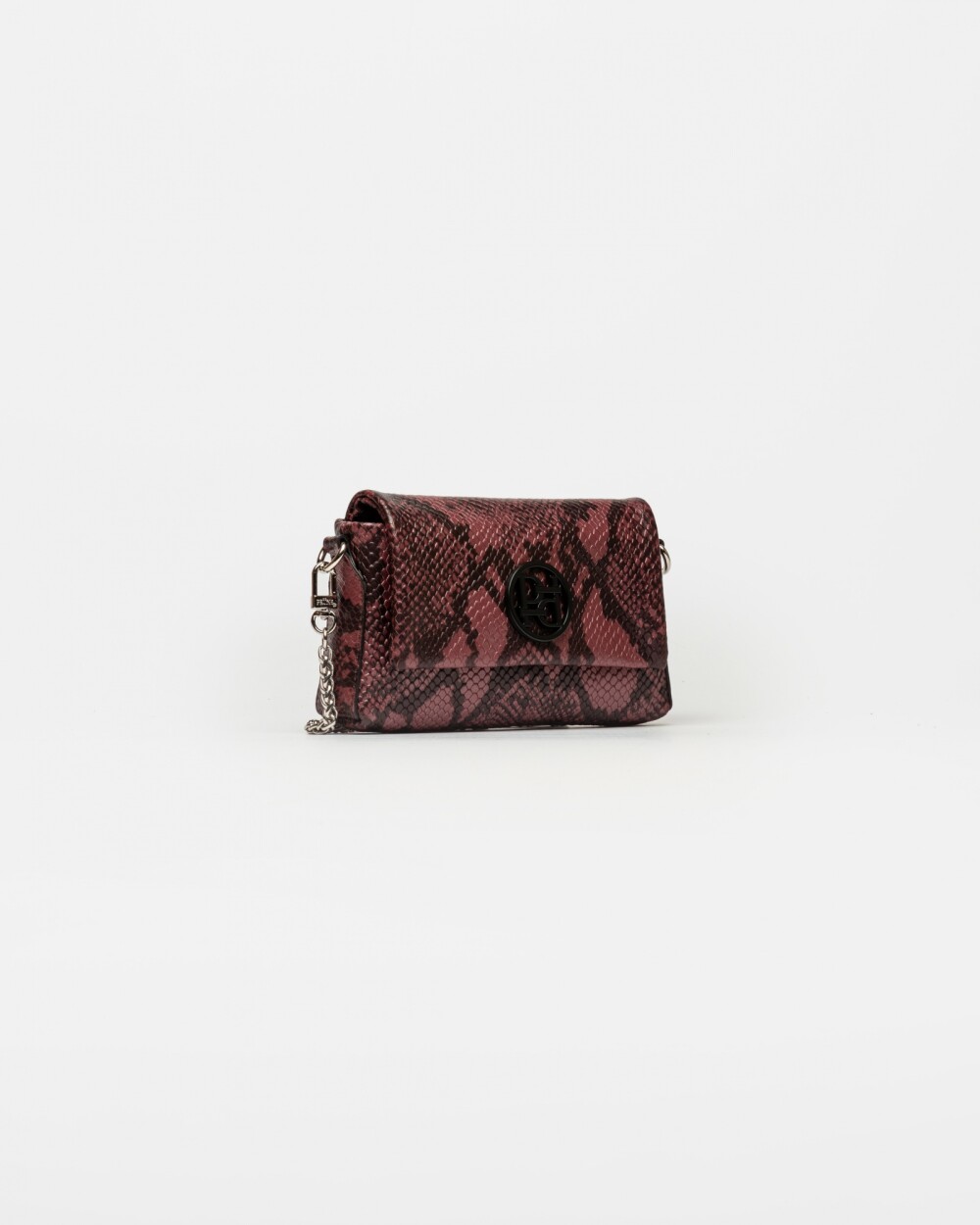 Mini Bag Bloom En Cuero Grabado Snake Metalizado Bordeaux