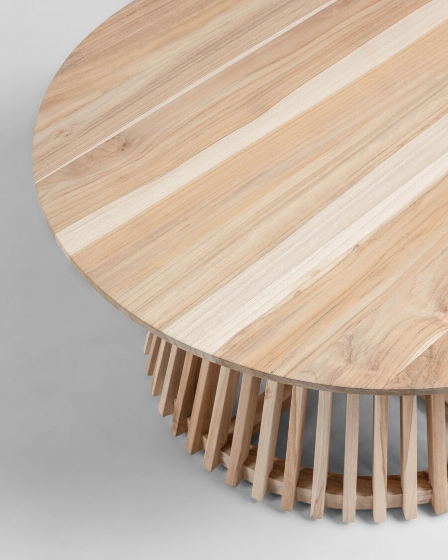 Mesa de centro Jeanette madera maciza de teca natural Ø 80 cm
