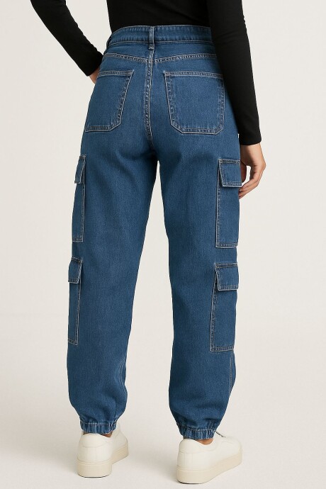 Jean Baggy Cargo 4 bolsillos Azul