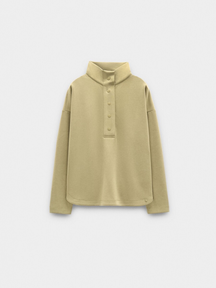 Sudadera Con Botones Tacto Suave caqui