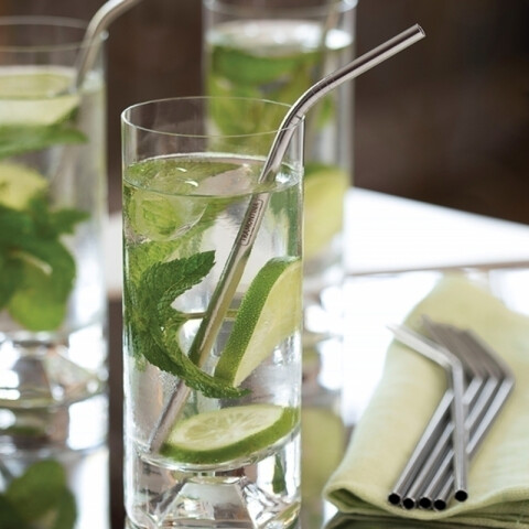 Juego de 4 sorbitos en acero inoxidable + cepillo -TRAMONTINA TF0011