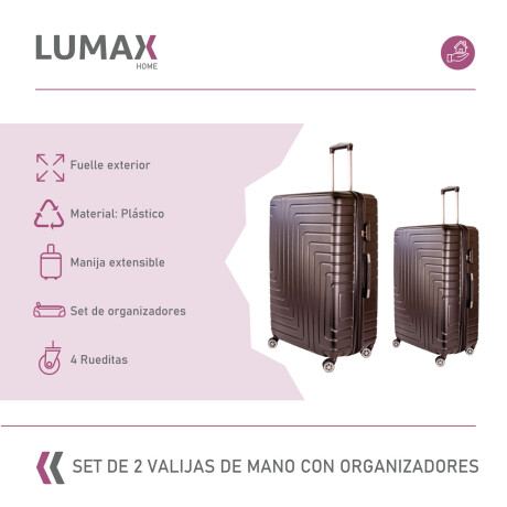 Set de 2 Valijas de mano rigidas con set organizador Negro