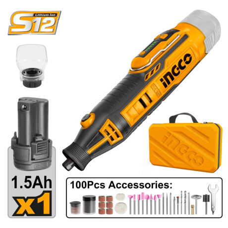 Mini Torno a Batería 12V Incluida y Valija Ingco CMGLI12011 Amarillo