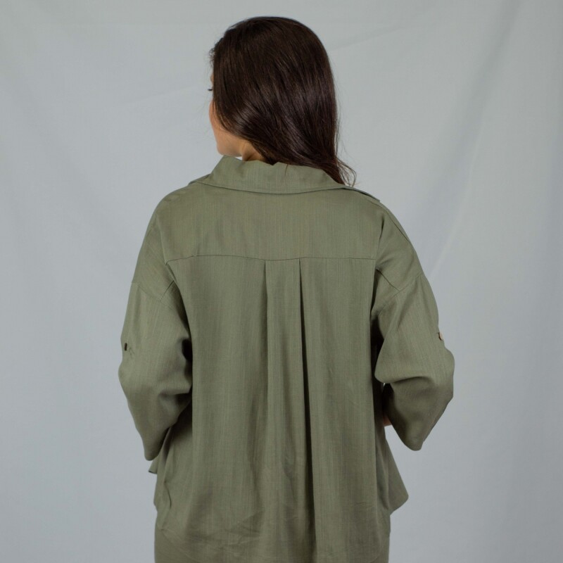 Camisa Dama 3/4 Lino Green