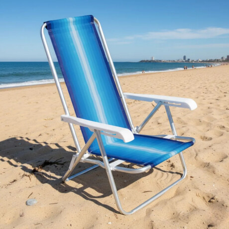 Reposera Silla Reclinable De Playa 8 Posiciones Aluminio Azul/celeste