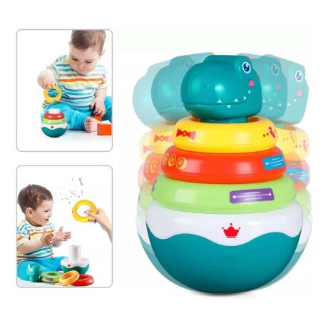 Juego Didáctico Dinosaurio Encastre y Balanceo Bebé Huanger Multicolor