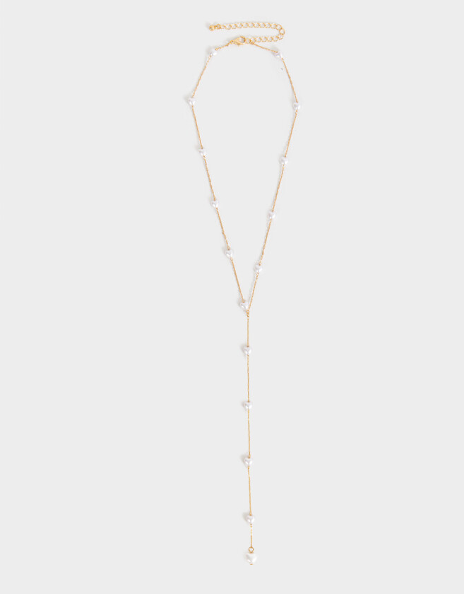 Collares Largos Perlas Collar Largo Con Perlas - Dorado