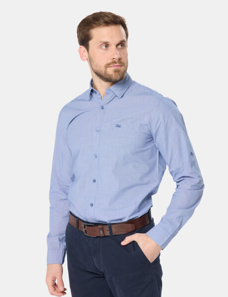 CAMISA CUADROS DE ALGODÓN Azul