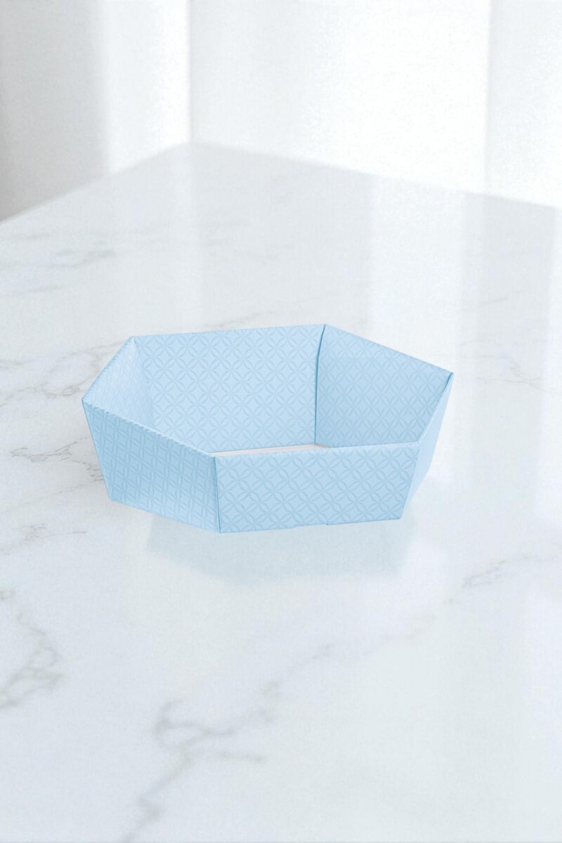 Cesto hexagonal 29x23x8,5 cm. - MATELASSE AZZURRO 