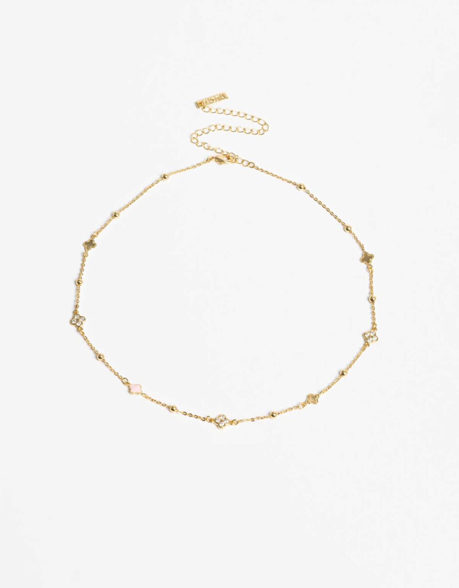 Collar Con Dijes De Cubic Zirconia - Dorado 