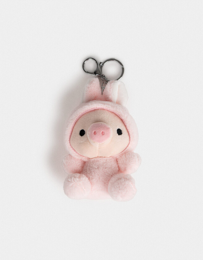 Llavero Peluche Llavero Y Charm De Peluche De Cerdito - Rosa Claro