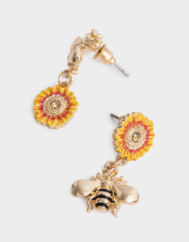 Aros Colgantes Cortos Flores Aros Colgantes Cortos Flores - Dorado