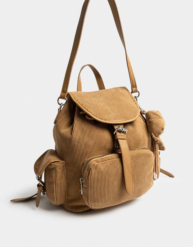 Mochilas Urbanas Mochila Solapa Corderoy Camel - Marron Camel