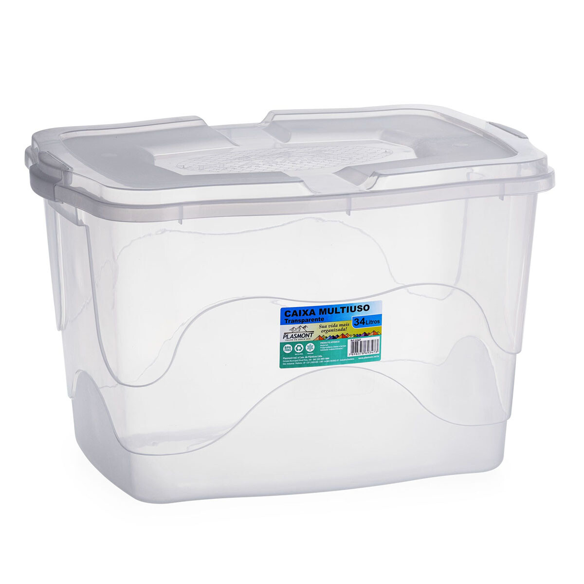 Caja Multiuso Organizador Plástico Tapa Trabas 34Lt Plasmont - Transparente 