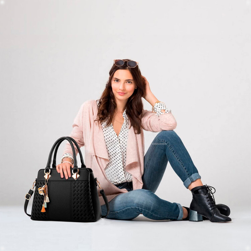Bolso Cartera de Hombro y de Mano de Lujo Negro