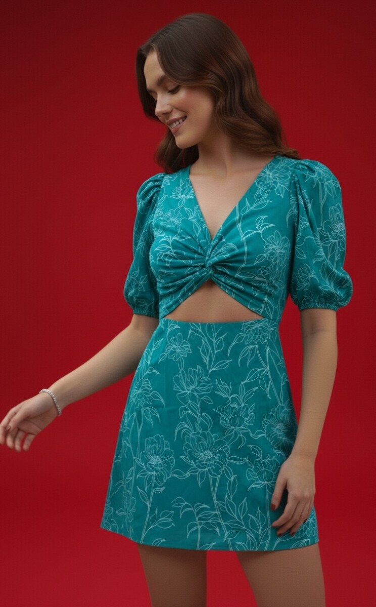 Vestido Estampado. - VERDE 