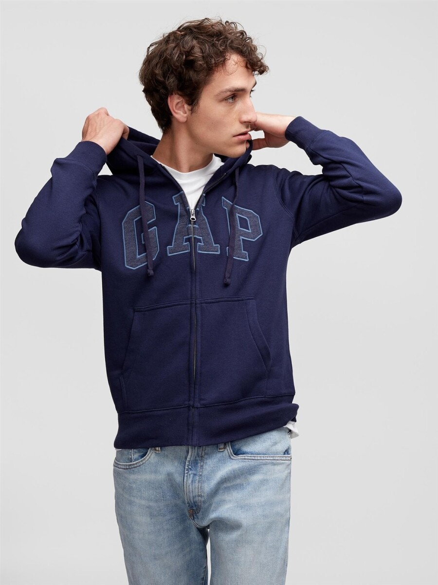 Buzo Canguro Con Cierre Logo Gap Hombre - Tapestry Navy 
