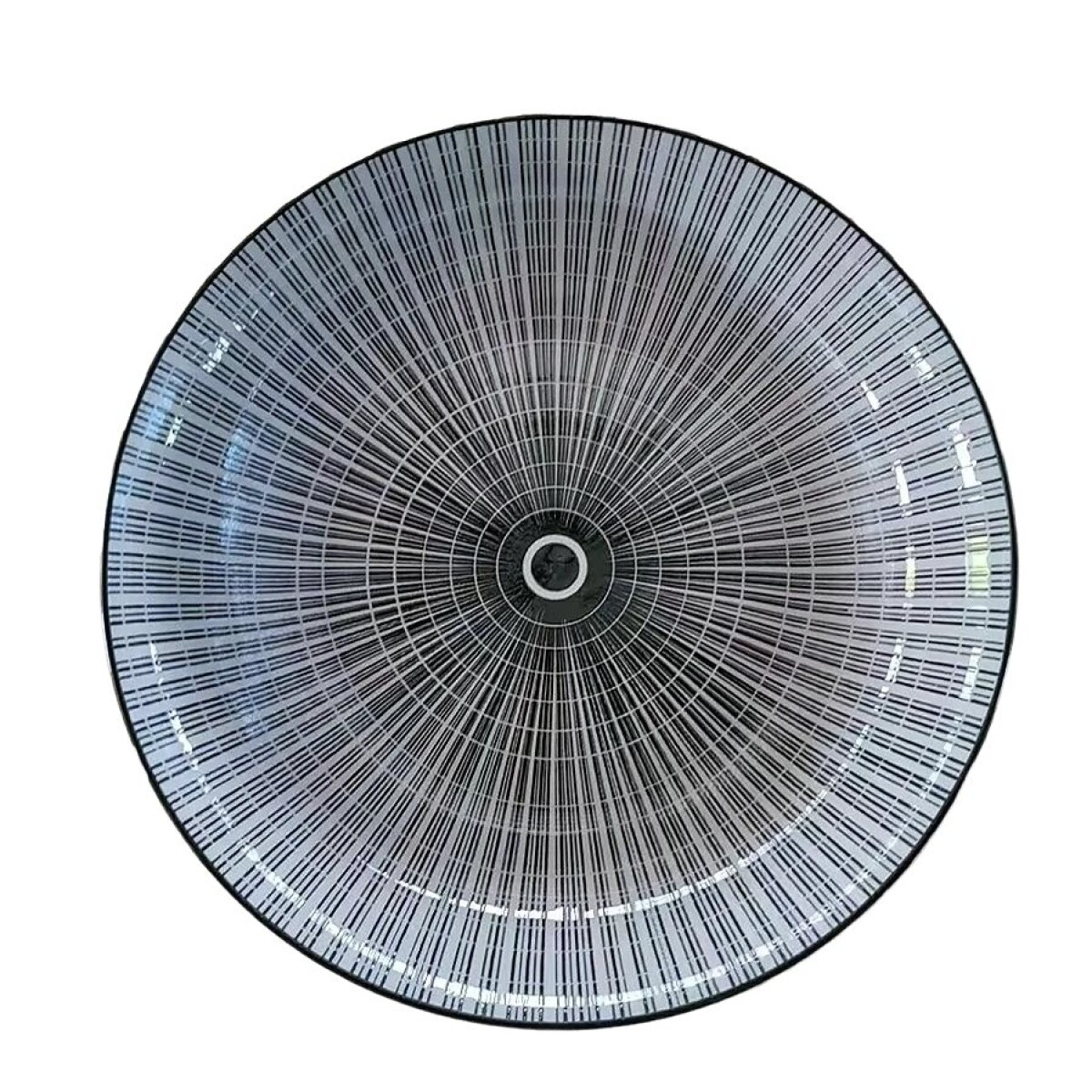 PLATO HONDO 20x5CM LINEAS/CIRCULOS CENTRALES NEGRO 