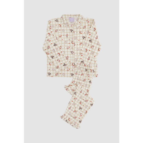 Pijama kitty and friends flannel mini Marfil