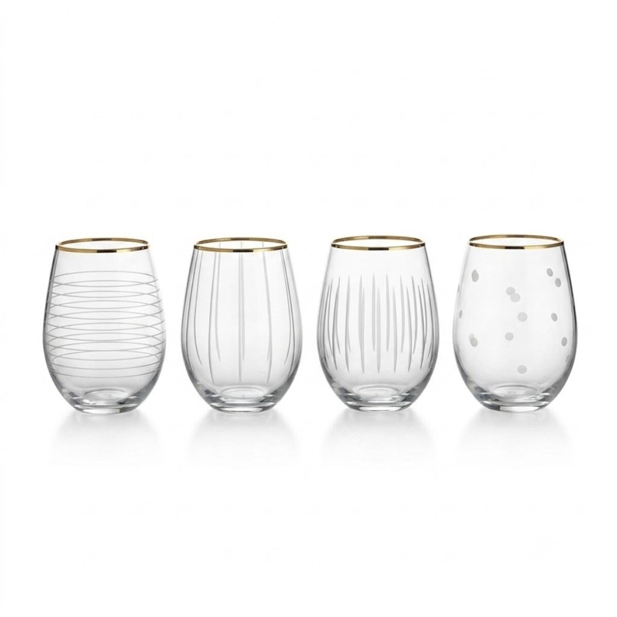 SET 4 VASOS VIDRIO D6.5x11.5CM CON DISEÑOS 