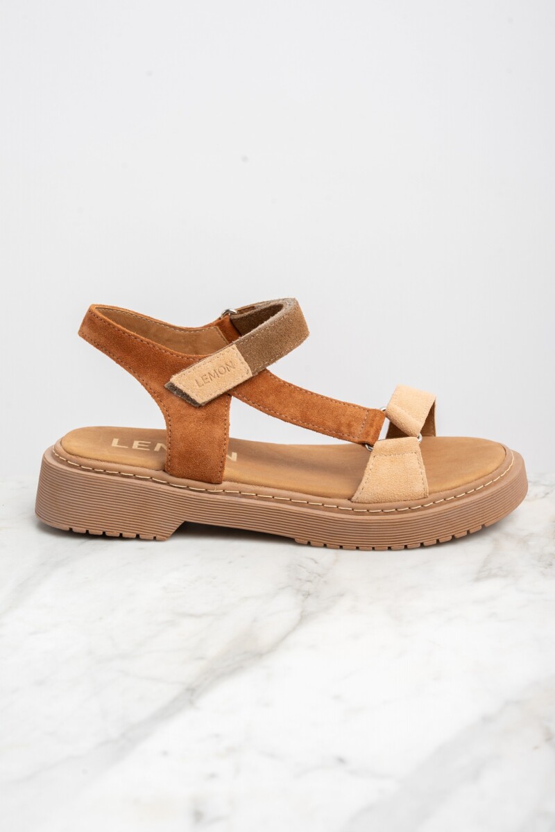 Sandalia Combinada Gamuza Mocha